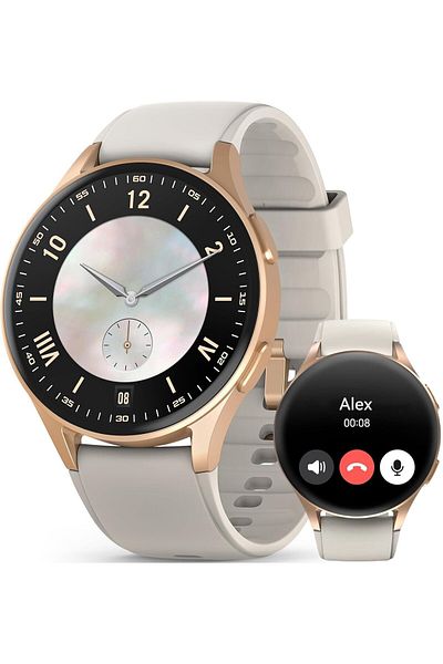 Smart Vibe Smartwatch AMOLED Always ON WiX™FiT 1.32" Panda Glass, Call, GPS Track, Voice Assistant, Cream