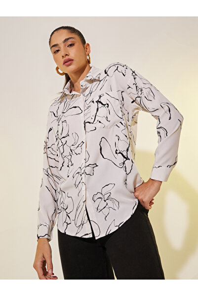 Styli All-Over Printed Long Sleeve Oversized Shirt