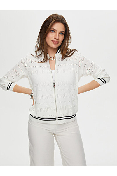 Faik Sönmez Τριχρωμη ζακέτα bomber με λεπτομέρεια ρίγας και κέντημα Faik Sönmez