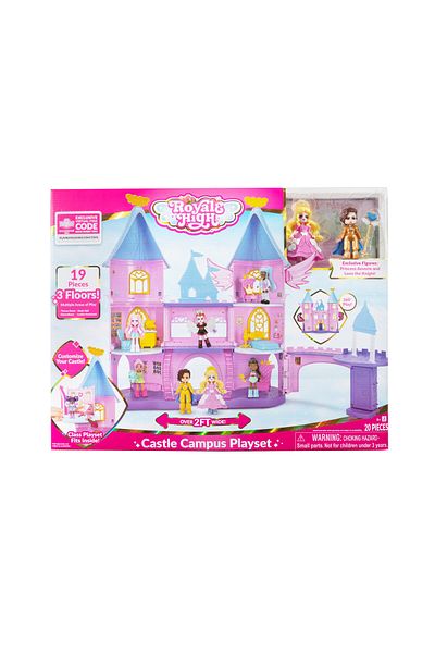 Jazwares Royale High Castle Campus Playset with 3 Floors and 2 3-Inches Figure Dolls with Virtual Item Code