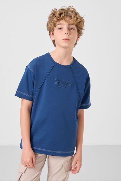 TOMMY LIFE Tricou pentru băiat, din bumbac, cu textura moale, imprimat supradimensionat - 11285