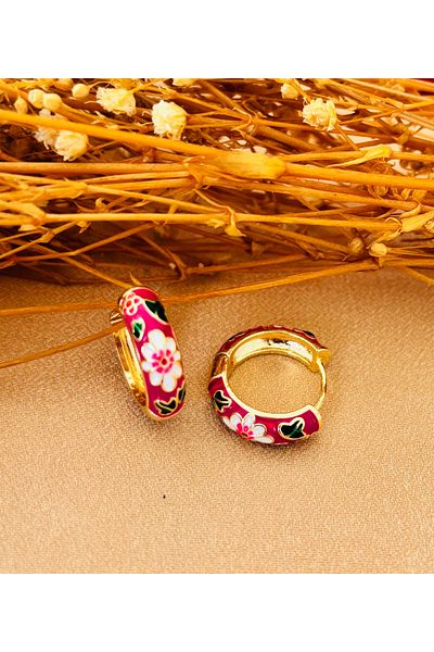 Markiz Takı Colorful Embroidery Processing Earrings 2 cm