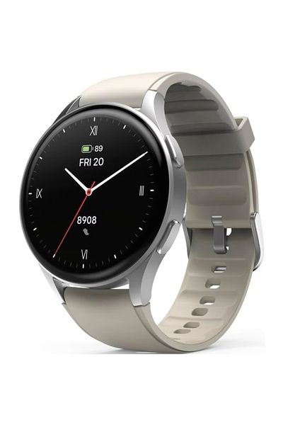 Smart Vibe Smartwatch AMOLED Always ON WiX™FiT 1.32" Panda Glass, Call, GPS Track, Voice Assistant, Platinum