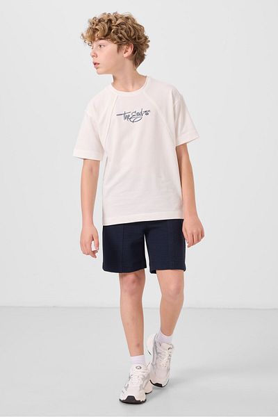 TOMMY LIFE Μπλε Navy Cotton Soft Textured Standard Fit Basic Boy σορτς - 11289