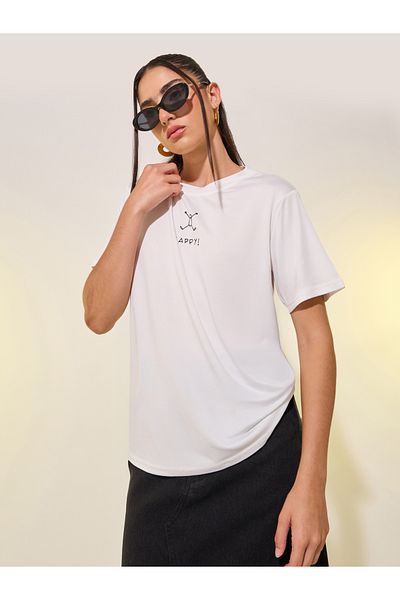 Styli Round Neck Graphic Print T-Shirt