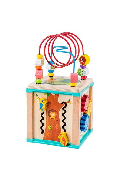 OEM Montessori wooden activity cube for children 5 in 1