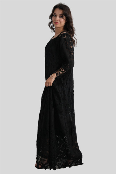 Miss Boheme Siyah Dantel Bohem Elbise