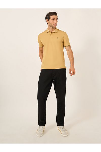 Fort Collins By Styli Men Mustard Tipped Short Sleeve Polo T-Shirt
