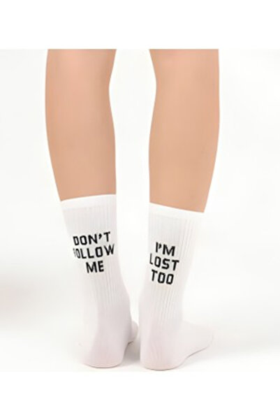AKSU ÇORAP Don'T Follow Me & I'M Lost Too Written Tennis Socks