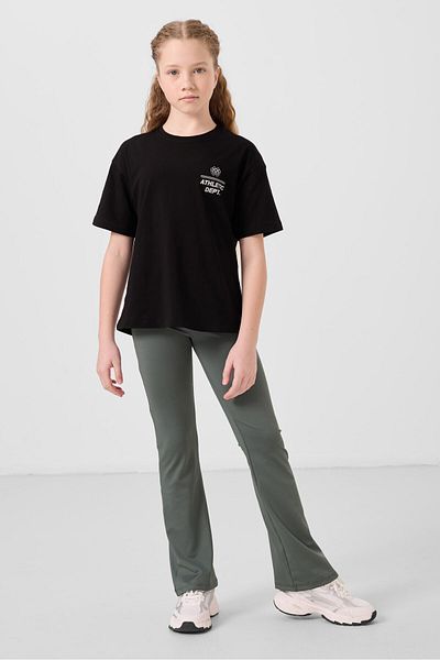 TOMMY LIFE Black Cotton O Neck Oversize Fit Printed Girl's T-Shirt - 75178