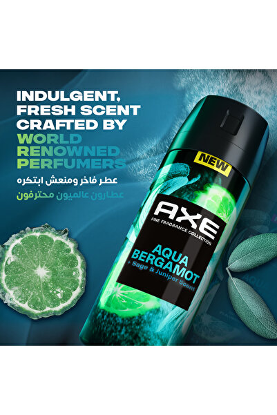 Axe Fine Fragrance Premium Deodorant Body Spray, Aqua Bergamot 150 ml
