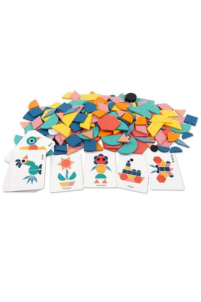 OEM Wooden tangram puzzle game with 180 pieces