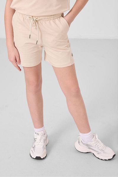 TOMMY LIFE Set de pantaloni scurți pentru fete, din bumbac bej, cu textura moale, cu potrivire standard - 75184