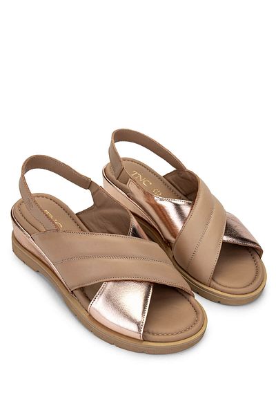 Tamer Tanca Women's Genuine Leather Nude Heeled Sandals