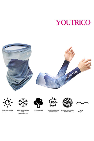 Youtrico مجموعة قفازات/قناع للوجه من آيس سيلك للقيادة/ركوب الدراجات بعامل حما...