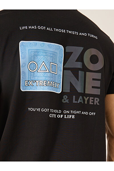 Fort Collins By Styli Men Black Graphic Print Crew Neck T-Shirt