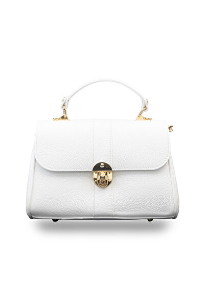 TORO NERO Geantă de damă albă din piele naturală Beatrice