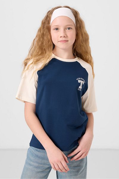 TOMMY LIFE Тениска с памучен щампа Parliament O-neck Oversize Fit за момичета - 75179