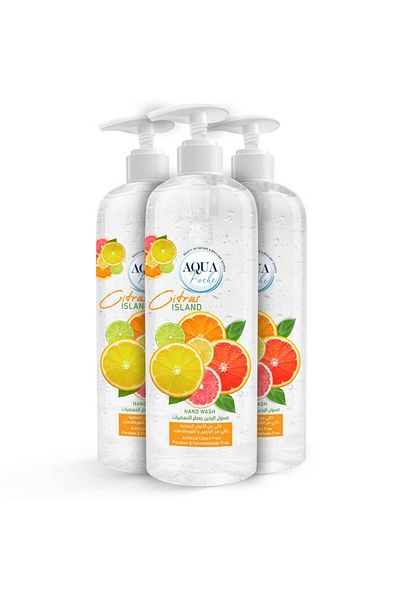 Aquaroche 3 X Hand Wash Bottle Citrus Island 500ml