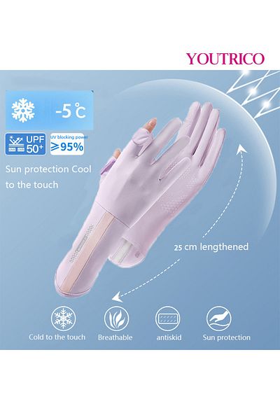 Youtrico Sun Protection Gloves Summer Cycling Fingerless Gloves For Driving Spf50 High Protection