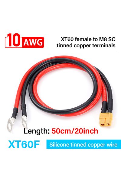 Choice كابل موصل طرفي Xt60 أنثى/ذكر إلى حلقة O M8 مقاس 10AWG، جانب الشاحن، طاقة W