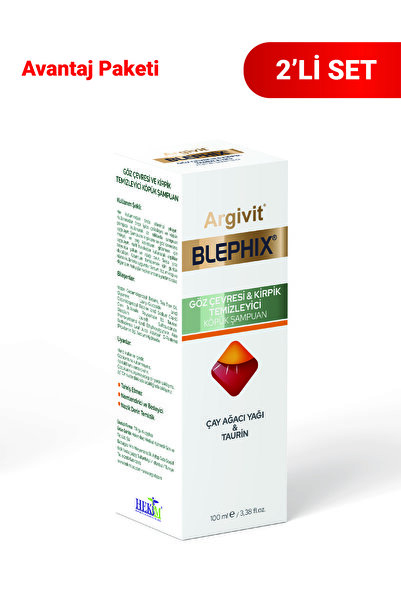 Argivit Blephix 2'li Paket - Tea Tree Oil Ve Taurin Içeren Göz Çevresi Ve Kirpik Temizleyici Şampuan 50 ml