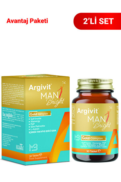 Argivit Man Bright Gold Kompleks 2'li Paket - Biotin, Niasin, Çinko Içeren Ta...
