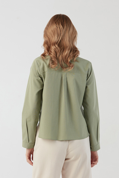 Fulla Moda Basic Pocket Detailed Back Long Shirt