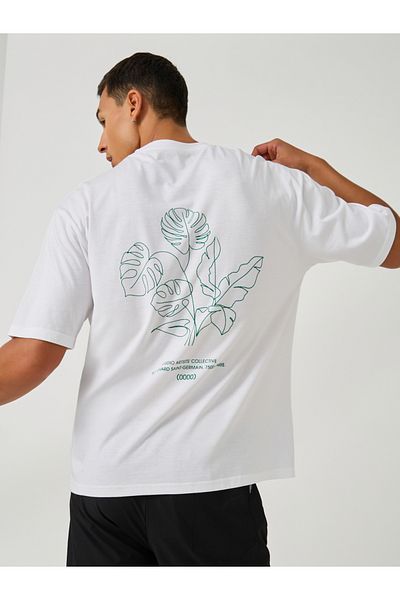 Styli Back Botanical Graphic Print Oversized T-Shirt