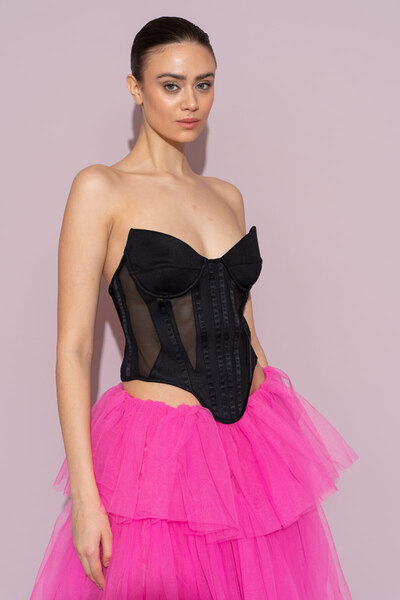 Kikiriki Чорний бюстгальтер без бретелей з балеринами