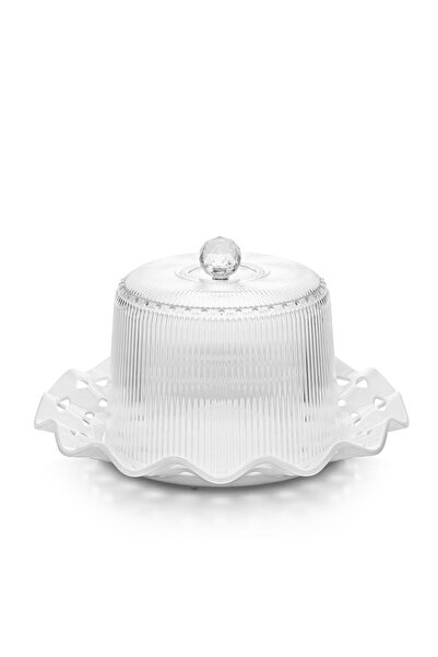 Depa Acrylic Baroque White Color Cake Jar & Cake Storage Container & Stylish Presentation Organizer 26 cm