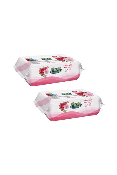 Pure Set servetele umede Pure, 2 pachete x 120 buc, Trandafir