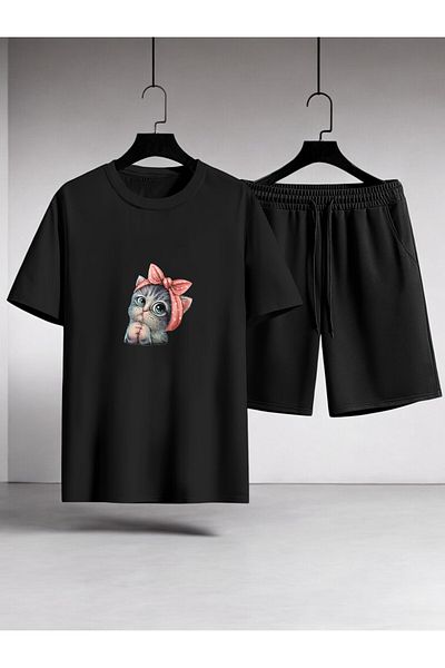 uyguntarz Σετ σορτς μπλουζάκι με στάμπα Unisex Minnoş Design