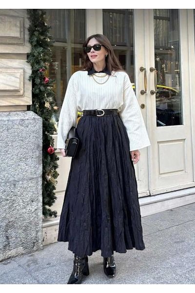 moda armanc Γυναικεία Μακρυά Φούστα Hijab με ζάρωμα