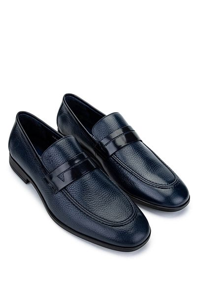 Tamer Tanca Men's Genuine Leather Navy Blue Classic Shoes