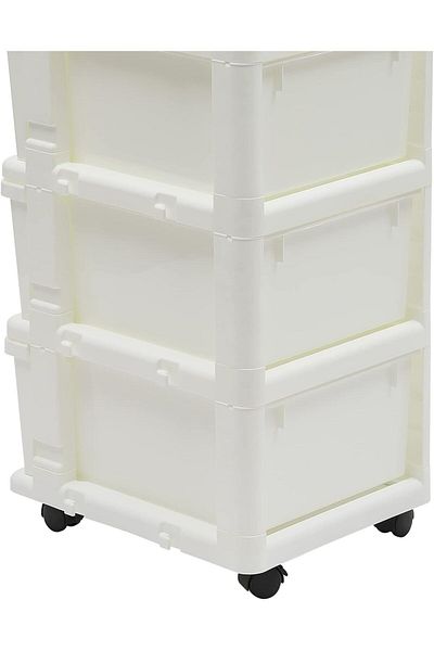 COOYA 5-layer multifunctional drawer storage cabinet,floor-standing,sturdy and durable,with wheels,white