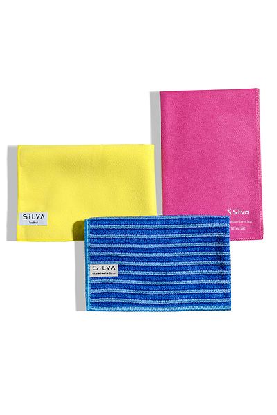 Silva Microfiber Cleaning Set - Glass Cloth, Kitchen Cloth and Dust Cloth
