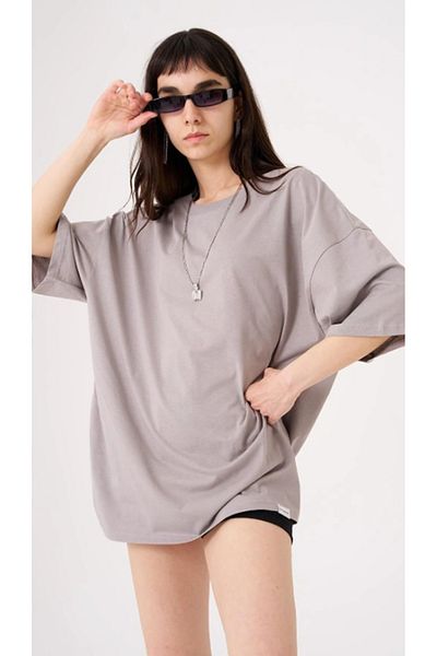 Machinist Women's Basic Cotton Supreme Oversize Gray T-shirt