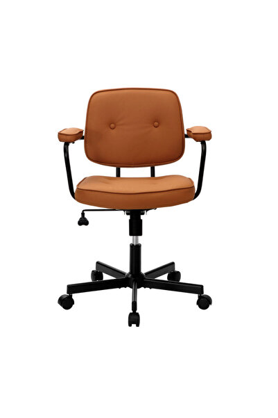 Adore Mobilya Button Çalışma Sandalyesi S.Deri - Koyu Hardal 62x77-87x60 cm