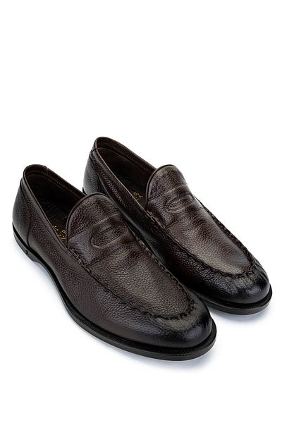 Tamer Tanca Men's Genuine Leather Brown Loafer Shoes