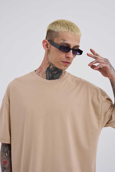 Machinist Tricou de bază super bumbac, bej, supradimensionat, pentru bărbați