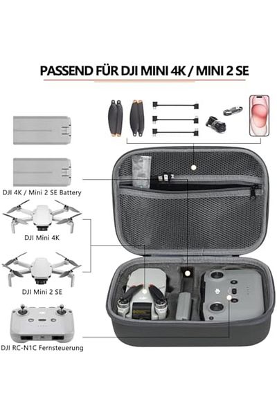 Cesiro Carrying Case for DJI Mini 4K, PU Leather Protective Bag for DJI Mini 4K / Mini 2 S