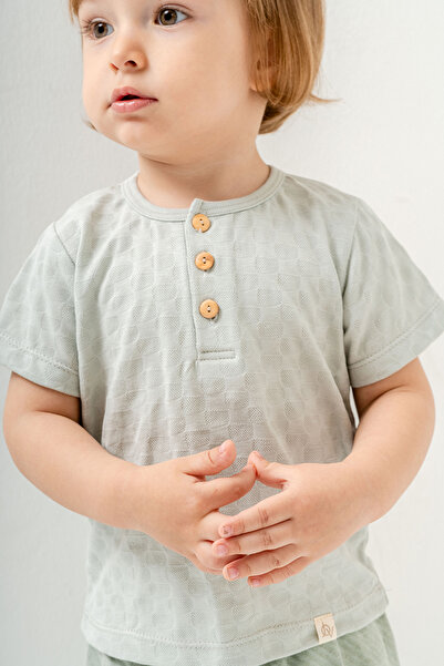 bombe Baby Kids Blue-Green Cotton 2-Piece Set First Ben Trend Fashion Bottom Top Set