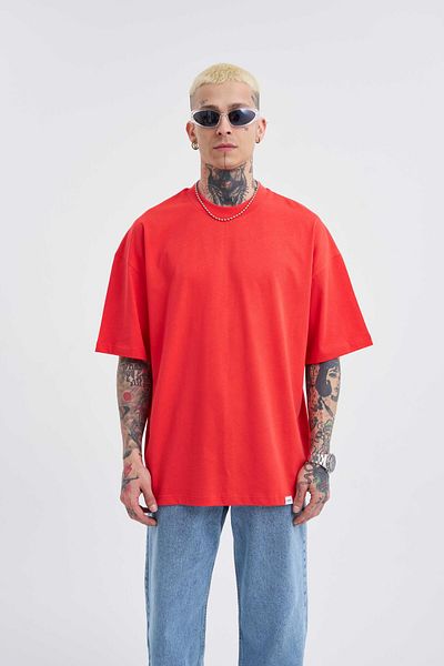 Machinist Ανδρικό μπλουζάκι Basic Super Cotton Oversize Pomegranate