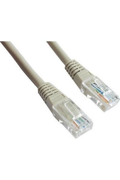 BOEM Cablu de rețea UTP, gri, Ethernet Cat 5e, lungime 10 m - cablu patch internet cu mufă, conector RJ45