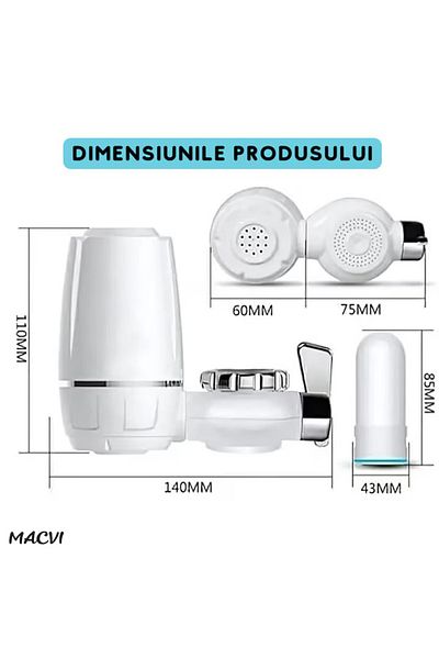 MACVI Cap de robinet cu filtru de apa Macvi® pentru purificare, usor de instalat, material durabil