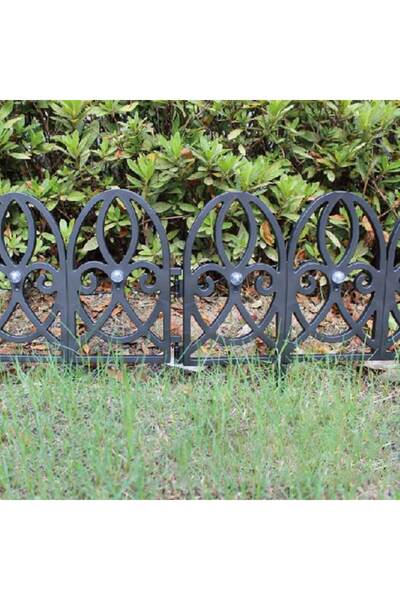 OEM Gard decorativ din plastic negru cu lumini solare, 56,5x30cm - 4 buc.