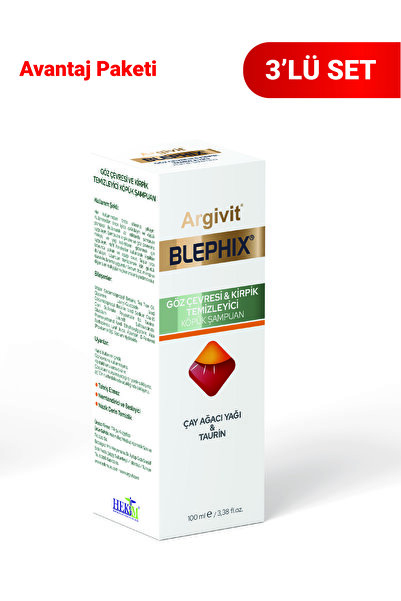 Argivit Blephix 3'lü Paket - Tea Tree Oil Ve Taurin Içeren Göz Çevresi Ve Kir...