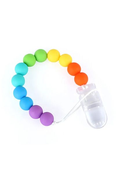 OEM Lant pentru suzeta sau jucarie, din silicon, cu clips, curcubeu