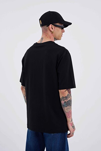 Machinist Erkek Basic Relaxed İnce Pamuklu Siyah Tişört